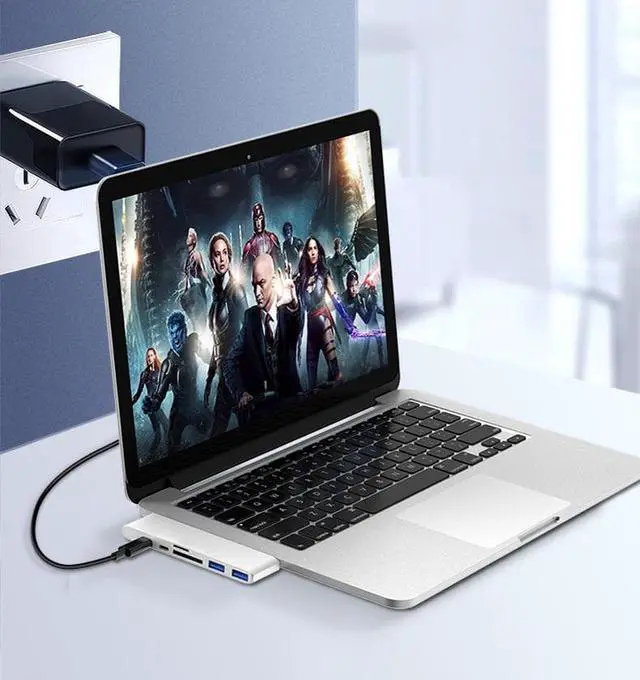 Alt view image 3 of 7 - Double Type-C HUB USB3.0 USB-C Data PD Charging HDMI Docking Station Adapters