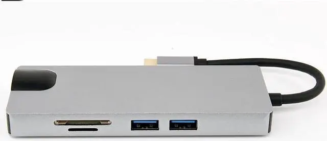 Alt view image 6 of 6 - 8-in-1Type-C to USB3.0 Gigabit LAN VGA HDMI Hub Power Port SD/TF Docking Station