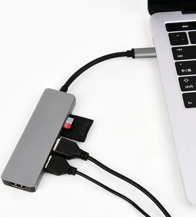 Alt view image 2 of 7 - 5-in-1 Usb Hubs Type C to USB3.0 HDMI SD TF Type-C Docking Station Plug and Play