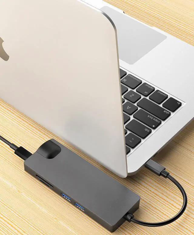 Alt view image 5 of 6 - 8-in-1Type-C to USB3.0 Gigabit LAN VGA HDMI Hub Power Port SD/TF Docking Station