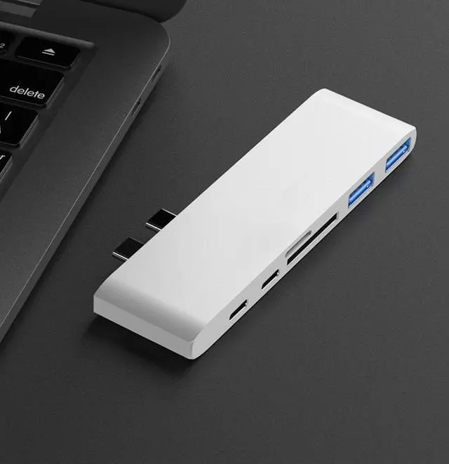 Alt view image 4 of 7 - Double Type-C HUB USB3.0 USB-C Data PD Charging HDMI Docking Station Adapters