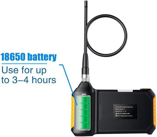Alt view image 5 of 7 - Inskam113-2 Dual-lens 10M 4.3-inch Large Screen Borescope HD 1080P Hard Wire  + IP67 Waterproof for Car Sewer Air Conditioner Mechanical Maintenance-10M