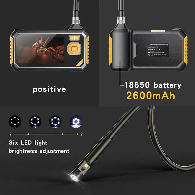 Alt view image 6 of 7 - Inskam113-2 Dual-lens 10M 4.3-inch Large Screen Borescope HD 1080P Hard Wire  + IP67 Waterproof for Car Sewer Air Conditioner Mechanical Maintenance-10M