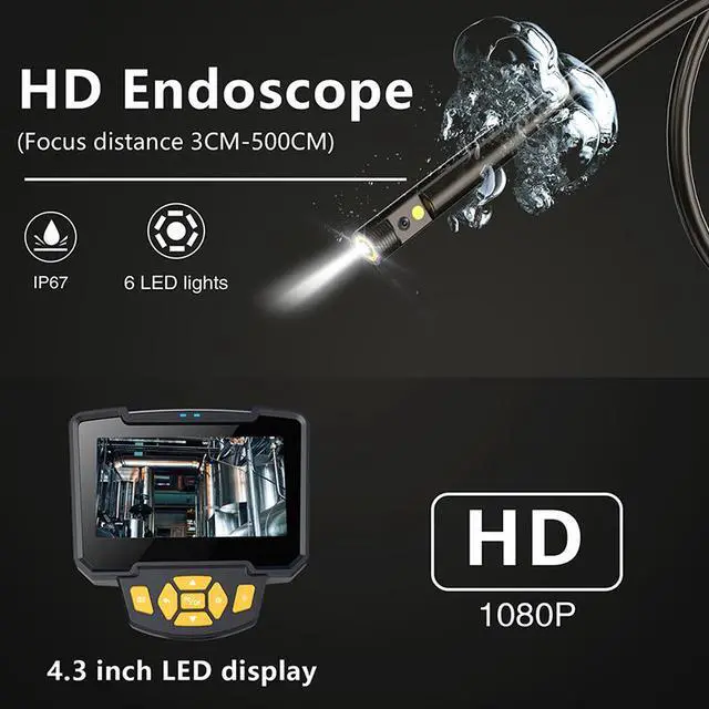 Alt view image 4 of 6 - Inskam112-2 5M Gun style Dual-lens Borescope HD 1080P 4.3-inch HD display Dual-cameras + IP67 Waterproof  for Car Sewer Air Conditioner Mechanical Maintenance-5M