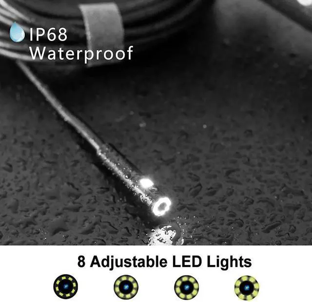 Alt view image 7 of 7 - F280-8mm-5m WIFI Endoscope Dual Camera Lens WIFI Inspection Endoscope HD1080P 2M IP68 Waterproof Hard Wire Wireless 8mm 9 LED Borescope Camera For Android IOS Mac