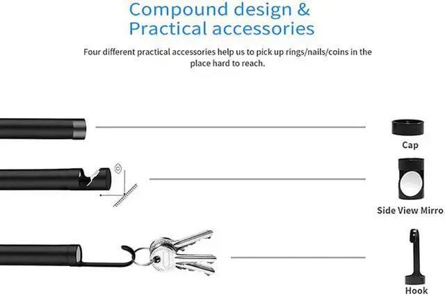 Alt view image 5 of 7 - 109-11.5mm-10m Upgrade 5.0MP 1944P HD WiFi Borescope Semi-Rigid Hard Wire Inspection Camera with Auto Focus HD Snake Camera for Android and iOS Tablet