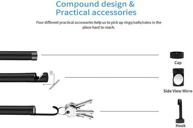 Alt view image 4 of 7 - 109-11.5mm-1m Upgrade 5.0MP HD WiFi Borescope Semi-Rigid Hard Wire Inspection Camera with Auto Focus HD Snake  Camera for Android and iOS Tablet