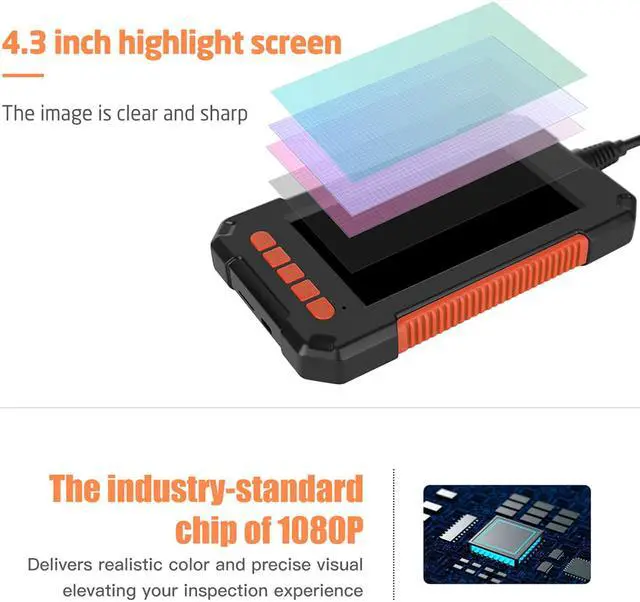 Alt view image 5 of 7 - P40-3.9mm-2m  HD1080P 3.9MM Lens Screen Inspection Endoscope Camera 2600mAh IP67 Waterproof Borescope 4.3 inch IPS Screen Car Monitor 6LED