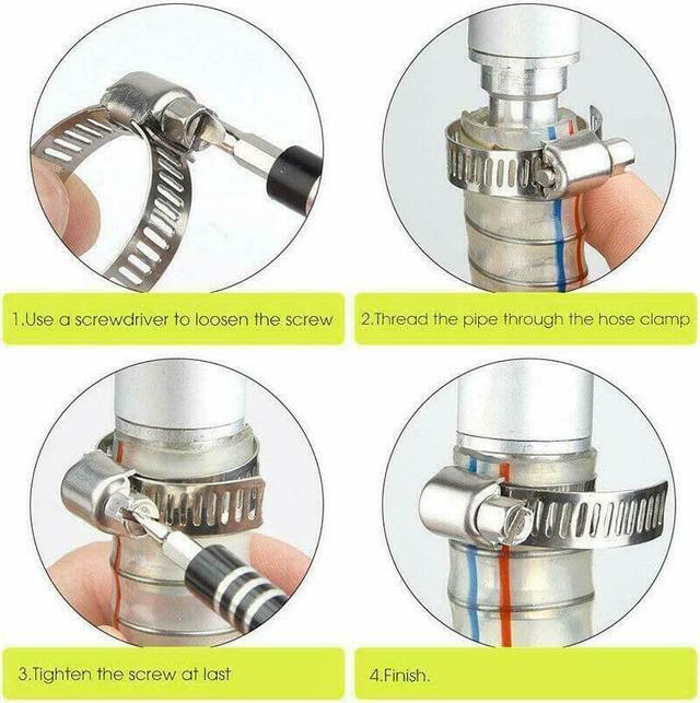 Alt view image 6 of 7 - Screw Tool Kit Stainless Steel 304 80PCS 8-44mm Adjustable Hose Clamp Crimping