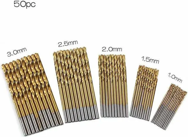 Alt view image 2 of 7 - NEW 50x 1/1.5/2/2.5/3mm HSS High Speed Steel Drill Bit Set Tools Titanium Coated