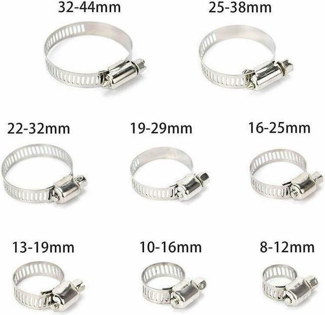 Alt view image 3 of 7 - Screw Tool Kit Stainless Steel 304 80PCS 8-44mm Adjustable Hose Clamp Crimping