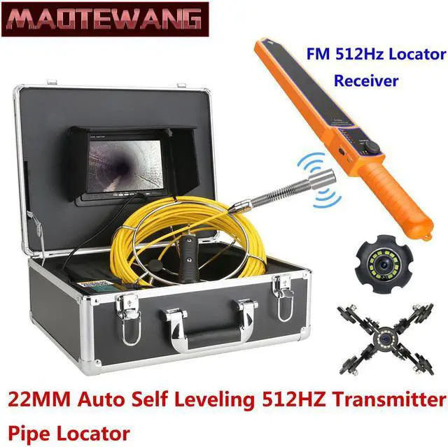 Main image of VisiPower  Sewer Drain Pipe Pipeline Inspection Locator Camera with 7" Monitor, Auto Self Leveling + 512HZ Pipe Locator, 22MM IP68 HD Camera for Blocked draining plumbing Cable length 20m/65ft
