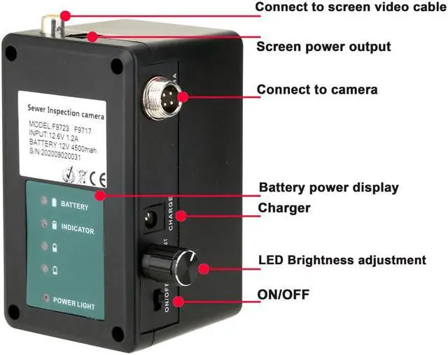 Alt view image 4 of 7 - VisiPower Draining plumbing Wire inspection/ Sewer Pipe Inspection Camera/Pipeline Industrial Endoscope/7" Monitor/DVR video recording/12PCS LED Lights /16GB SD Card/8 hours continuous use/30m/98ft