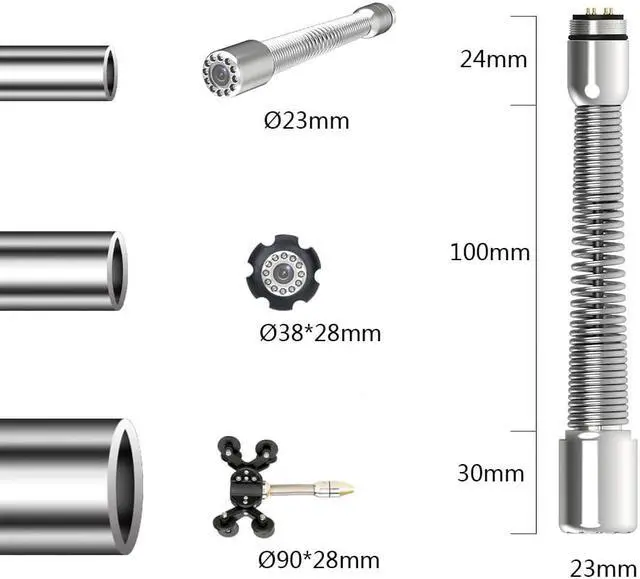 Alt view image 7 of 7 - VisiPower Draining plumbing Wire inspection/ Sewer Pipe Camera/Pipeline Industrial Endoscope/7" Monitor/DVR video recording/12PCS LED Lights /16GB SD Card/8 hours continuous use/40m/131ft