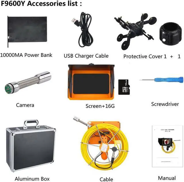 Alt view image 6 of 14 - VisiPower AHD1080P 7" Touch Screen Pipe Sewer Inspection Video1080P HD Camera,6W LED Light/Meter Counter/Video recording / Wifi / Photo Editing/50m/164ft Cable Length