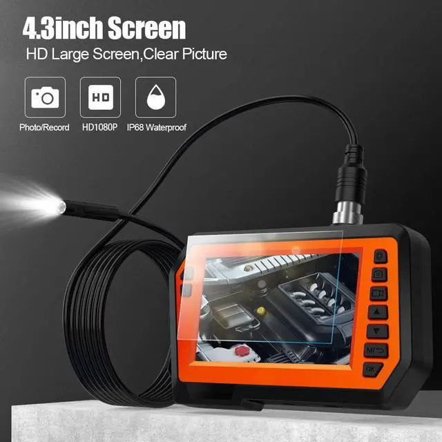 Alt view image 2 of 7 - VisiPower Dual Lens Pipe Borescope IP67 For Car Repair Home Appliance Maintenance Struture Sewer Drain Inspection 4.3'' IPS Screen Industrial Endoscope HD1080P+6pcs Leds Cable Length 2m/6.4ft Camera