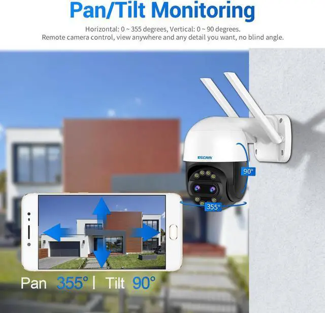 Alt view image 3 of 7 - ESCAM QF212 4MP 8Xzoom far&close two lens two screens viewing Pan/Tilt AI Humanoid Detection Auto Tracking Cloud Storage Waterproof WiFi IP Camera with Two Way Audio Night Vision