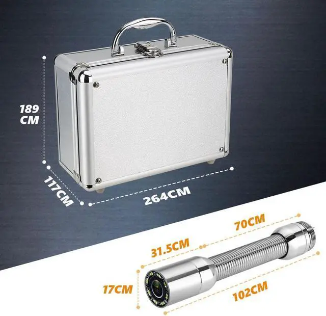Alt view image 6 of 7 - VisiPower Support 4 hours of continuous use,17MM  Sewer Pipe Inspection Camera  with DVR 16GB TF Card, Sewer Drain Industrial Endoscope 9" Monitor AHD System 720P Cable Length 25m/81ft Camera