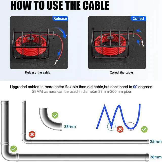 Alt view image 3 of 7 - VisiPower DVR Recording Function 9" Monitor Pipe Inspection Camera for outdoor IP68 Drain Sewer Pipeline Industrial Endoscope AHD 720P high-definition waterproof IP68 Cable Length 40m/131ft