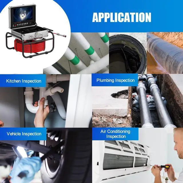 Alt view image 6 of 7 - VisiPower DVR Recording Function 9" Monitor Pipe Inspection Camera for outdoor IP68 Drain Sewer Pipeline Industrial Endoscope AHD 720P high-definition waterproof IP68 Cable Length 40m/131ft