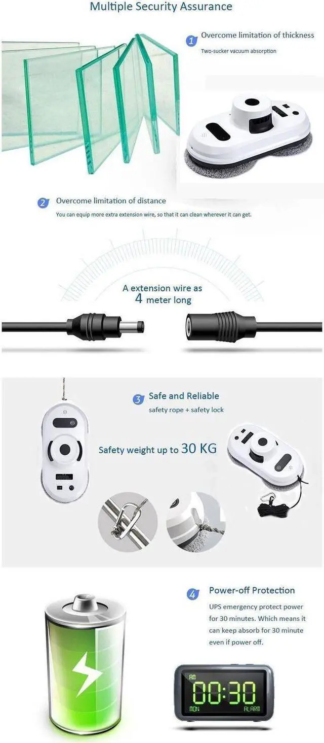 Alt view image 4 of 11 - Remote Control Smart Robot household High Rise Windows  Cleaner Glass Blot Dust Cleaning machine Y33  hands-free