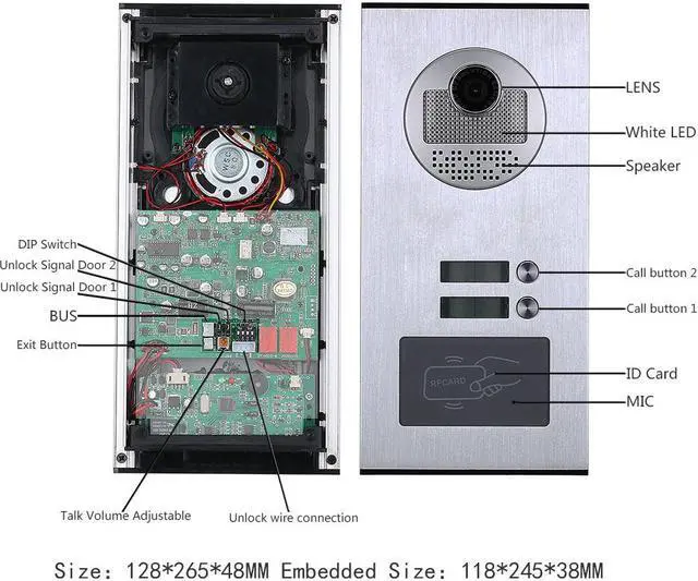 Alt view image 6 of 7 - Wired WIFI 7 Inch Monitor BUS 2 Wire Video Door Phone Intercom systems Kit for home 2 Units Apartment Night Vision Support Remote APP Doorbell,1 Doorbell + 2 Monitor