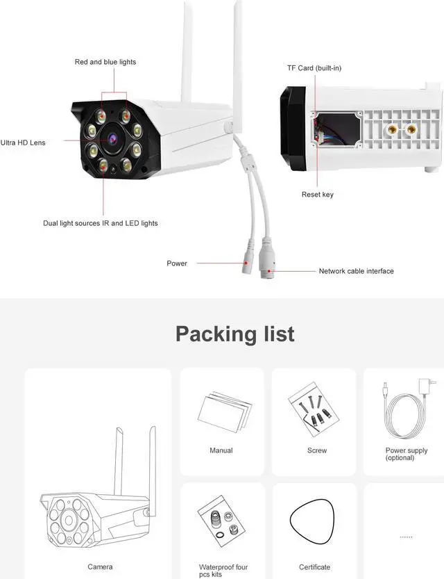 Alt view image 7 of 7 - Vstarcam CS550 3MP Smart Full Color Wi-Fi Camera PTZ Outdoor IP66 Weatherproof Audio Record Night Vision AI Human Detection Camera