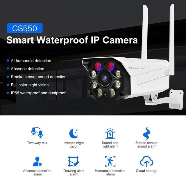 Main image of Vstarcam CS550 3MP Smart Full Color Wi-Fi Camera PTZ Outdoor IP66 Weatherproof Audio Record Night Vision AI Human Detection Camera