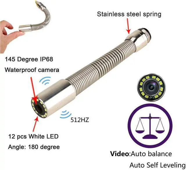 Alt view image 4 of 7 - 50M Waterproof Meter Counter DVR Drain Sewer Inspection Video Camera video Endoscope Camera Borescope camera with and Self-Leveling 512HZ Locator
