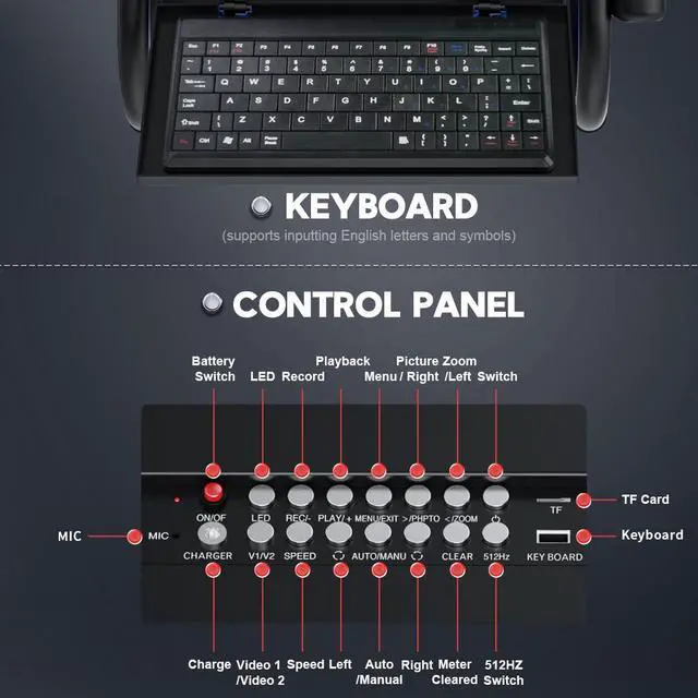 Alt view image 4 of 7 - VisiPower Sewer Pipe Inspection Camera withKeyboard +Meter Counter  DVR 16GB Card Video 23mm Endoscope Camera 7" Screen  Tube Lens IP68 Cable Length 20m/65ft