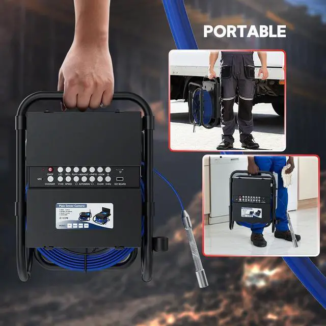 Alt view image 5 of 7 - VisiPower Sewer Pipe Inspection Camera withKeyboard +Meter Counter  DVR 16GB Card Video 23mm Endoscope Camera 7" Screen  Tube Lens IP68 Cable Length 30m/98ft