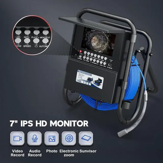Main image of VisiPower Sewer Pipe Inspection Camera withKeyboard +Meter Counter  DVR 16GB Card Video 23mm Endoscope Camera 7" Screen  Tube Lens IP68 Cable Length 30m/98ft