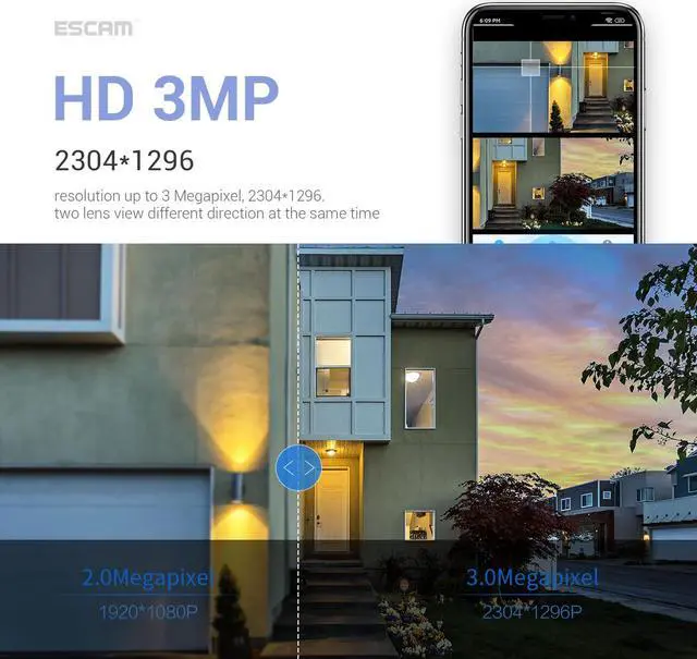 Alt view image 10 of 14 - WiFi 3MP dual lens dual light Pan/Tilt Motion Detection Outdoor Smart Alarm IR IP Camera 2 Way Audio IP66