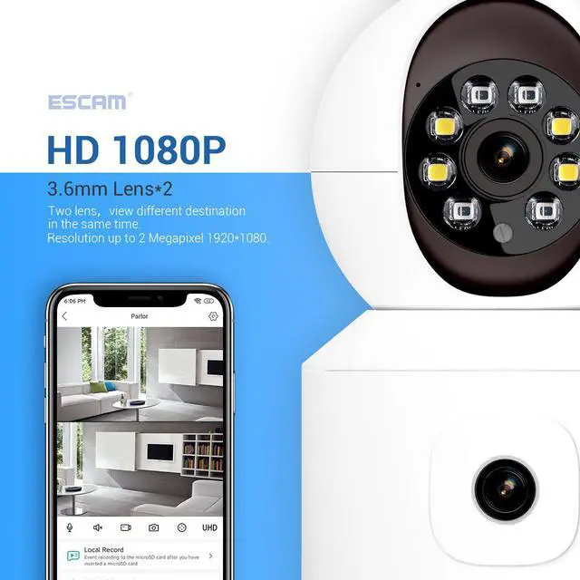 Alt view image 3 of 14 - WiFi 3MP dual lens dual light Outdoor Smart Alarm IR IP Camera 2 Way Audio Pan/Tilt Motion Detection Cloud Storage Waterproof