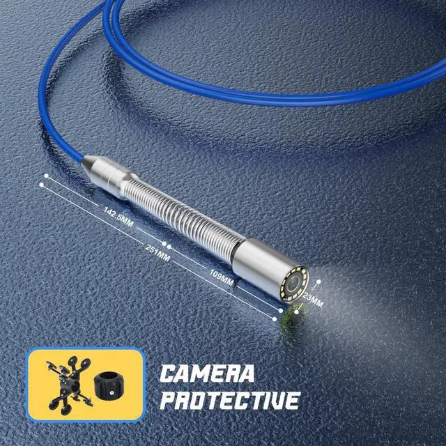 Alt view image 5 of 7 - VisiPower Sewer Pipe Drain Pipe Pipeline Inspection 2MP Camera 9" screen  Video Recording Meter Counter, 5X Image Enlarge Camera for home Blocked draining plumbing endoscope Cable Length 30m/98ft