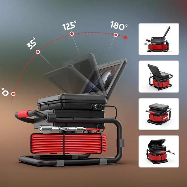 Alt view image 6 of 7 - VisiPower Sewer Pipe Inspection Camera 10 Inch IPS 1080P Screen and  512HZ Locator Video+Audio Recording 5X Image Enlarge+Meter Counter+5MM Fiberglass Cable Length 20m/65ft