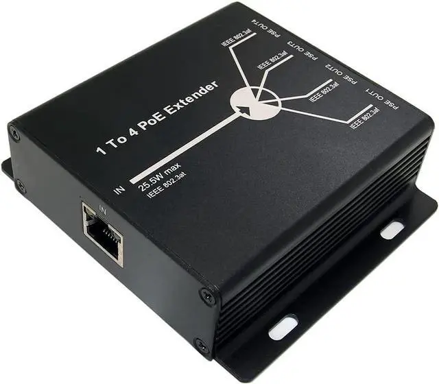 Alt view image 5 of 7 - 4 Ports PoE Extender 10/100M PoE Ports 10/100BASE-TX, IEEE802.3at For AP, IP Camera, IP Telephone Network Equipment 4 Channel PoE Repeater RJ45 4-Port POE Splitter PoE Amplifier Plug and Play
