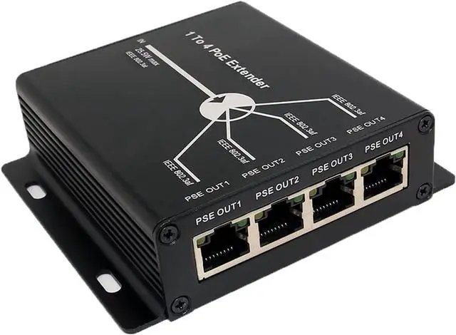 Main image of 4 Ports PoE Extender 10/100M PoE Ports 10/100BASE-TX, IEEE802.3at For AP, IP Camera, IP Telephone Network Equipment 4 Channel PoE Repeater RJ45 4-Port POE Splitter PoE Amplifier Plug and Play