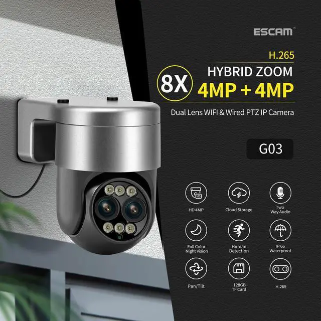 Main image of 4MP 4mm-12mm 8X zoom Dual-Lens Dual-Light Source Wifi Indoor Security Camera Full Color Night Vision Human Motion Detection Two-Way Audio Home Camera Pan 355° Tilt 90° PTZ Smart Surveillance Camera
