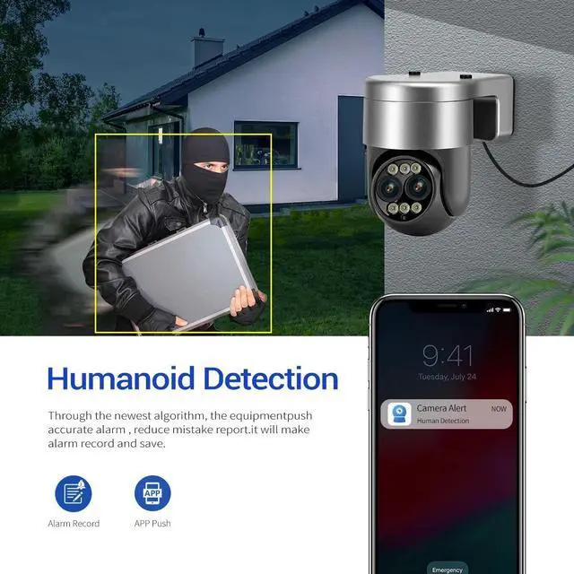 Alt view image 5 of 7 - 4MP 4mm-12mm 8X zoom Dual-Lens Dual-Light Source Wifi Indoor Security Camera Full Color Night Vision Human Motion Detection Two-Way Audio Home Camera Pan 355° Tilt 90° PTZ Smart Surveillance Camera