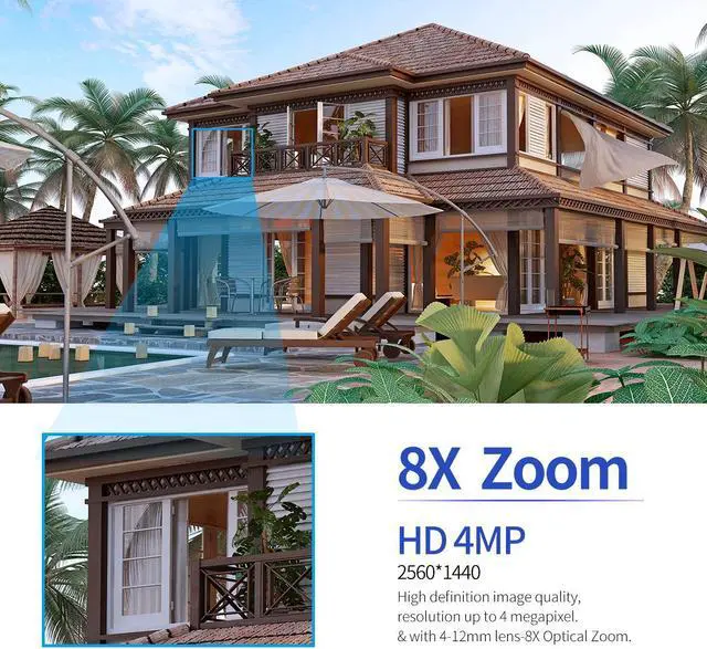 Alt view image 2 of 7 - 4MP 4mm-12mm 8X zoom Dual-Lens Dual-Light Source Wifi Indoor Security Camera Full Color Night Vision Human Motion Detection Two-Way Audio Home Camera Pan 355° Tilt 90° PTZ Smart Surveillance Camera