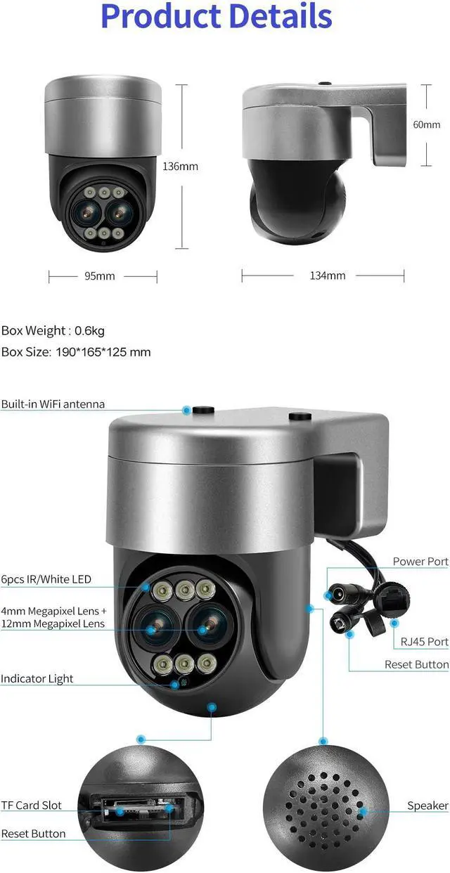 Alt view image 7 of 7 - 4MP 4mm-12mm 8X zoom Dual-Lens Dual-Light Source Wifi Indoor Security Camera Full Color Night Vision Human Motion Detection Two-Way Audio Home Camera Pan 355° Tilt 90° PTZ Smart Surveillance Camera