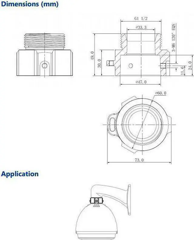 Alt view image 5 of 7 - PFA111 Security Camera Accessory Hanging Mount Bracket Aluminum Adapter for CCTV Dome PTZ Bullet Network IP Camera for 6" PTZ SD63, SD65, SD69, SD6A Series, 60x48mm