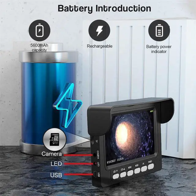 Alt view image 6 of 7 - VisiPower 4.3" Screen Drain Sewer Pipe Pipeline Camera Plumbing  Endoscope Video Recording Camera for Water supply pipelines, air conditioning pipeline, pipeline vacuum systems, Cable Length 10m/32ft