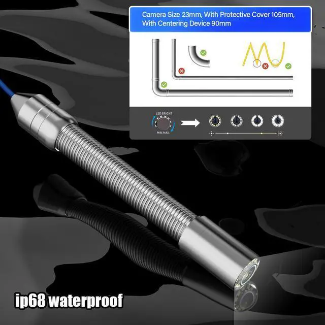 Alt view image 3 of 7 - VisiPower 10" Monitor Sewer Pipeline Inspection Camera, Video Recording / Meter Counter / Auto Self-Leveling / 5X Zoom 1080P 2MP Borescope, 512HZ Locator Receiver(Optional) Cable Length 50m/164ft