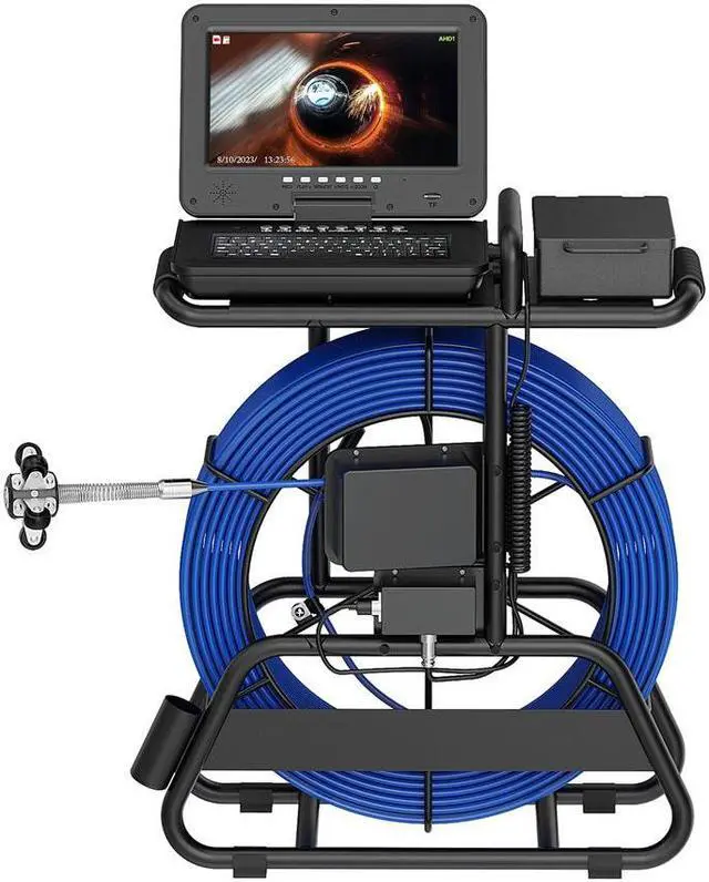 Main image of VisiPower 10" Monitor Sewer Pipeline Inspection Camera, Video Recording / Meter Counter / Auto Self-Leveling / 5X Zoom 1080P 2MP Borescope, 512HZ Locator Receiver(Optional) Cable Length 50m/164ft