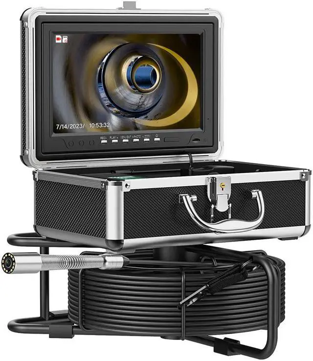 Main image of VisiPower 10"AHD Sewer Pipe Drain Camera Pipeline Industrial Borescope DVR video recording, 12 LED Lights for Plumber Inspection Camera 512HZ Locator Receiver(Optional) , Cable Length 30m/98ft