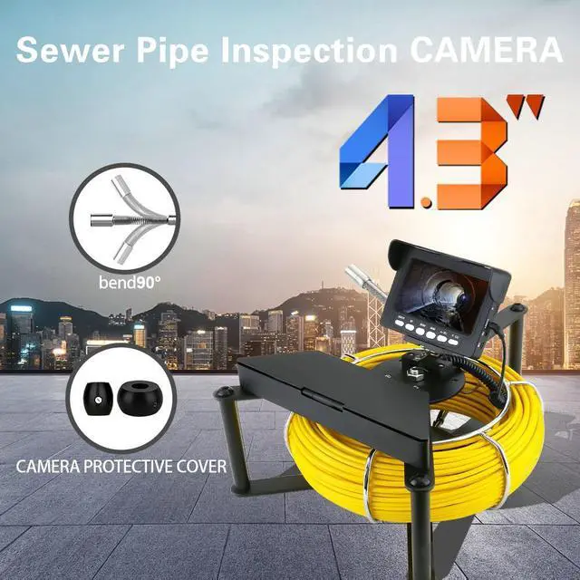 Alt view image 2 of 7 - VisiPower 4.3" Screen Sewer Pipe Drain Inspection Camera Pipeline Endoscope, DVR video recording with 8 LED Lights for Plumber, Inspection Equipment, Camera head dia 17MM Cable Length 20m/65ft