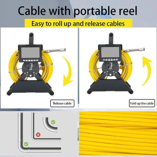 Alt view image 3 of 7 - VisiPower 4.3" Screen Sewer Pipe Drain Inspection Camera Pipeline Endoscope, DVR video recording with 8 LED Lights for Plumber, Inspection Equipment, Camera head dia 17MM Cable Length 20m/65ft