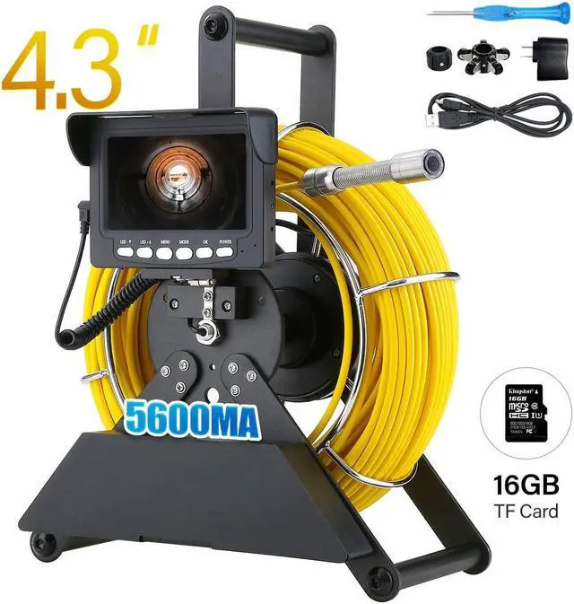 Alt view image 2 of 7 - VisiPower 4.3" Monitor Drain Inspection Camera Pipeline Industrial Endoscope, with 4500mah Battery with 12 LED Lights for Plumber, Inspection Equipment, Camera head dia 22MM Cable Length 20m/65ft